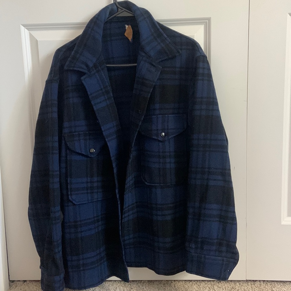 Pendleton 100% Virgin wool blue and black plaid shirt/jacket